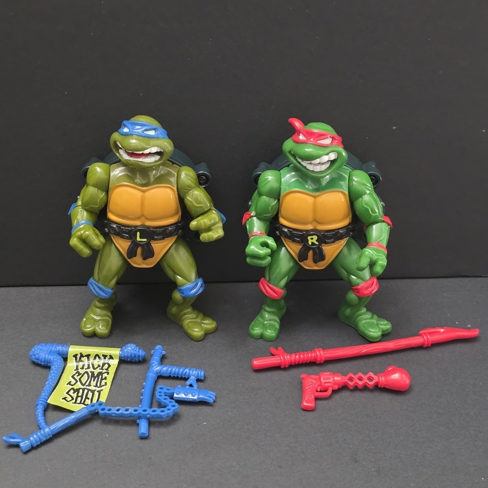 1991‎ Playmates TMNT Set Of 2 Talkin Turtles Leonardo , Raph Ninja Turtles